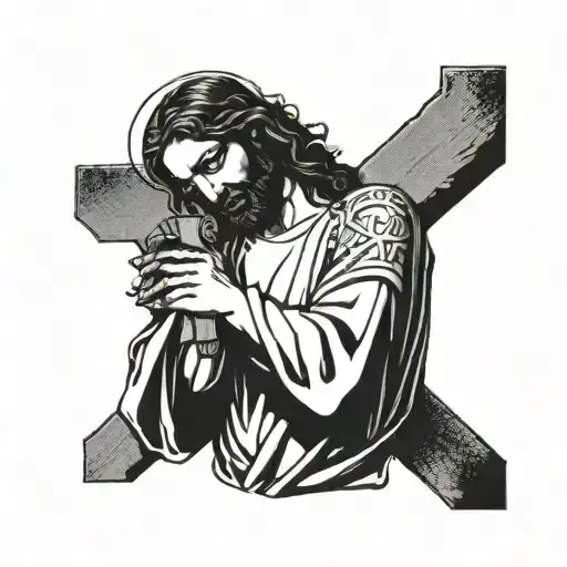 Jesus Holding A Cross