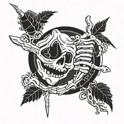 Right Detail Skeleton Finger Pointing Towards Living