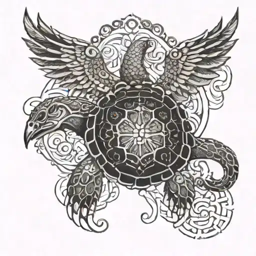 A Dark Romance Novel Cover With Intricate Designs And A Turtle And Phoenix Intertwined