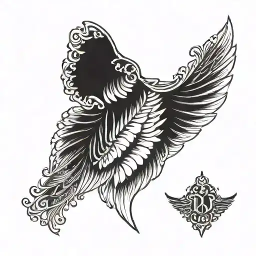 Wing Blackwork Pattern Simple Black