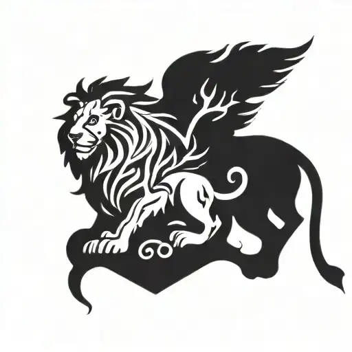 A Fighter's Emblem With A Lion And An Oak Tree Representing Bravery And Resilience