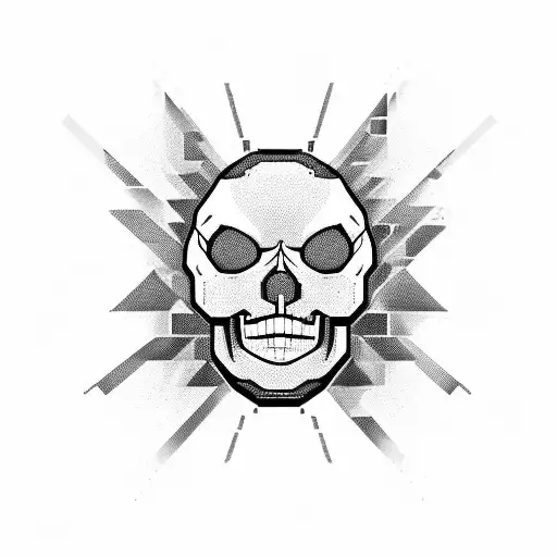 A Pixelated Skull Wearing A Virtual Reality Headset