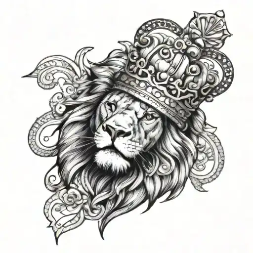 A Lion Wearing A Crown Made Of Money