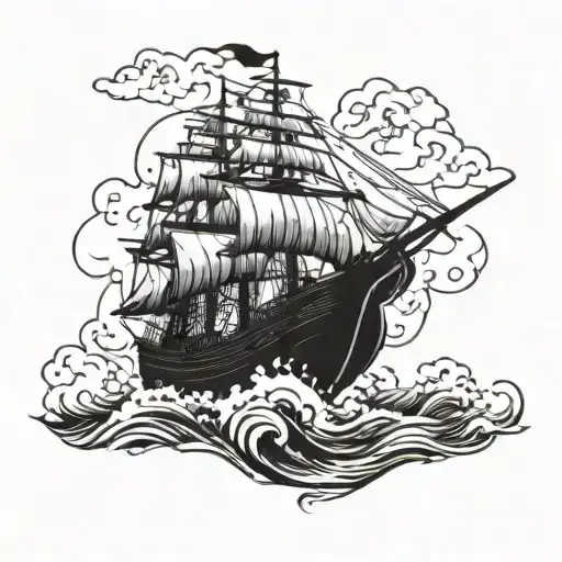 Pirate Ship In A Biblical Storm With Angles Falling