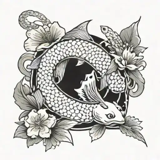 Combine Elements From One Piece With Traditional Japanese Motifs Like Cherry Blossoms And Koi Fish