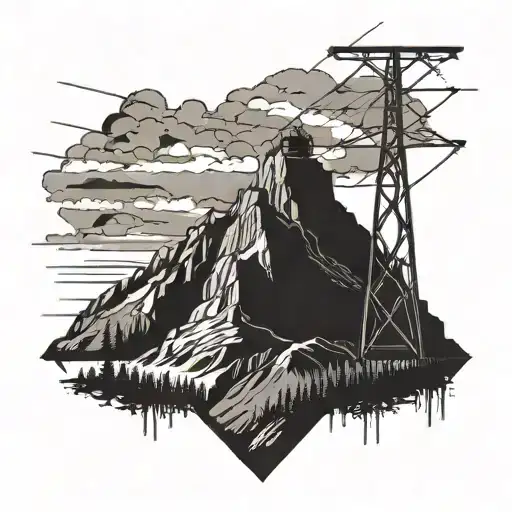 Combine A Mountain Peak With A Power Line To Symbolize Your Occupation As A Lineman Apprentice