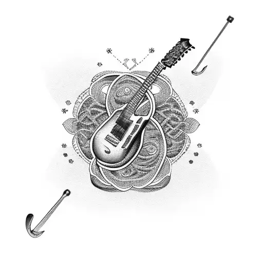 A Guitar Made Out Of Crochet Hooks