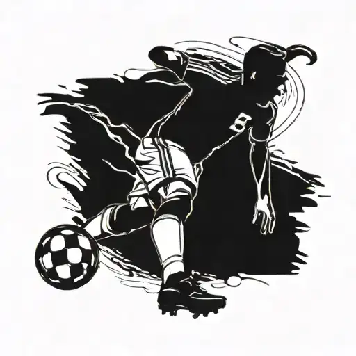 Create A Minimalist Design Of The Guzman Name Tattoo With A Soccer Player Silhouette