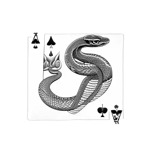 Snake With Poker Cards And 666