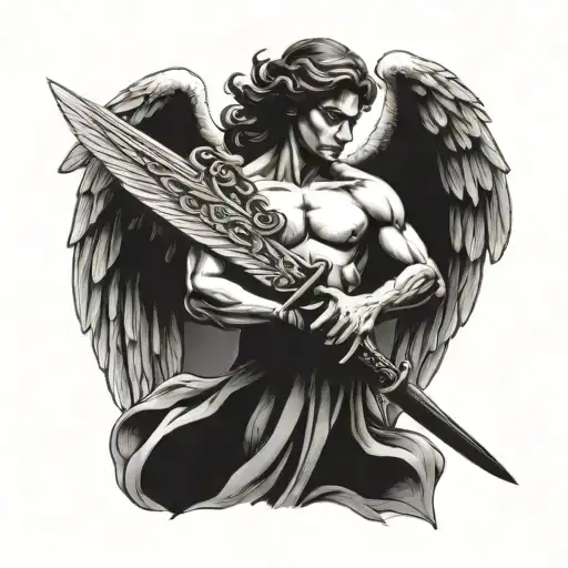 Angel Holding Sword Wrapped