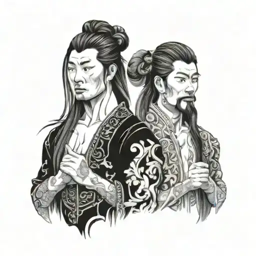 Patrons Chinese With Young Men With Long Hair And Two Faces Handsome