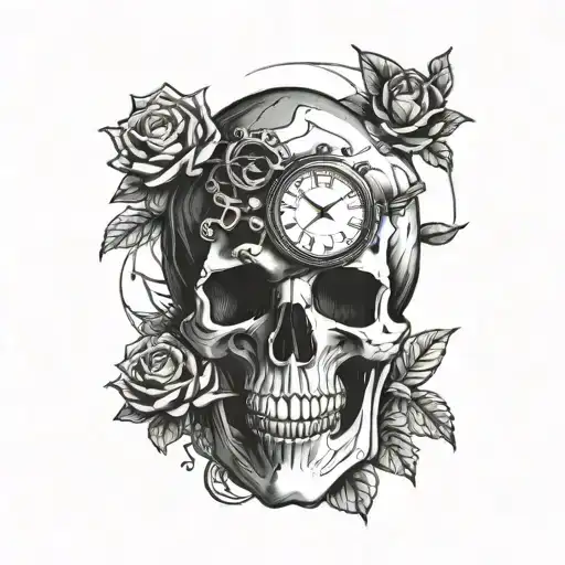 Skull And Watch Surrounded
