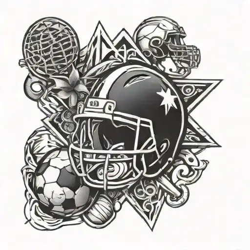 A Tattoo Design Combining Elements Of The Client's Favorite Sports Team With Religious Symbols