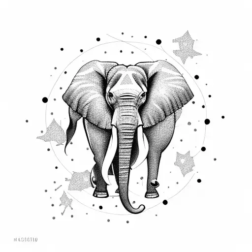 A Majestic Elephant Made Of Stars And Constellations
