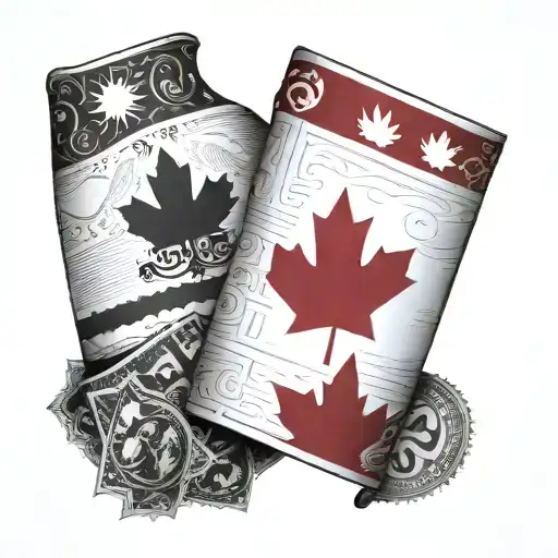 Nepal And Canada Flag With Money Showcasing On Background Like Cards