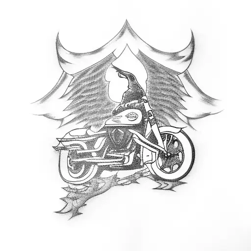 An Eagle Riding A Harley Davidson Motorbike At Night