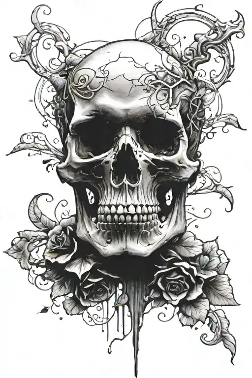 Realistic Skull Black Whole Forearm