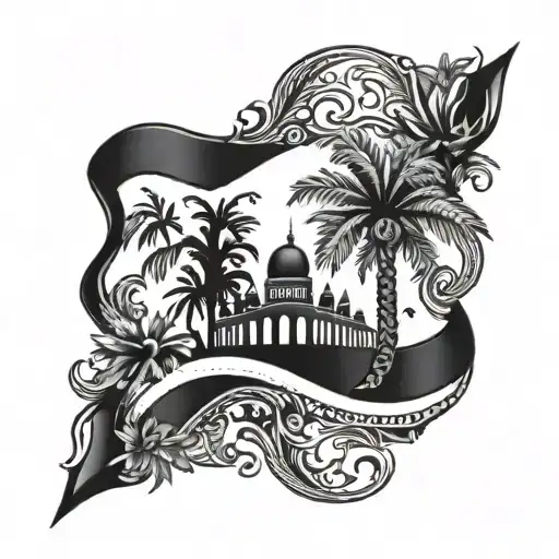 Iraq Flag With Palm Tree