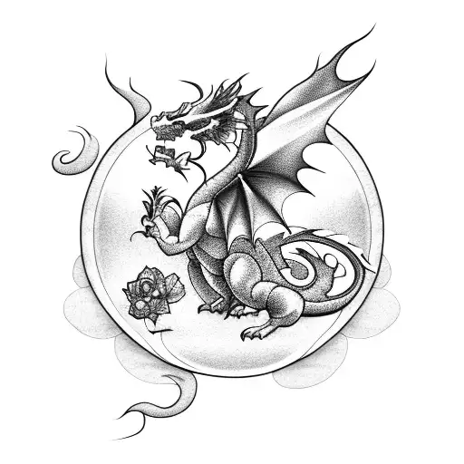 Soft Feminine Dragon With Flowers