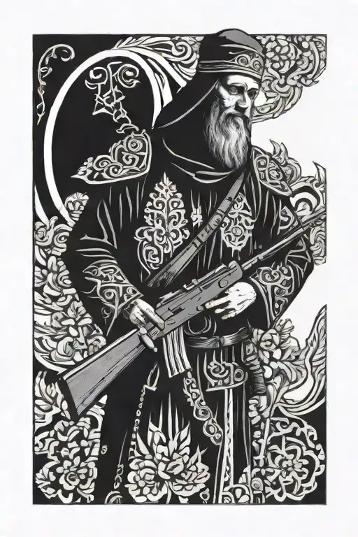A Russian Orthodox Christian Monk Holding Ak-47