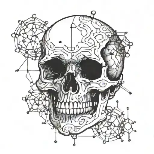 Skull And Dopamine Molecule