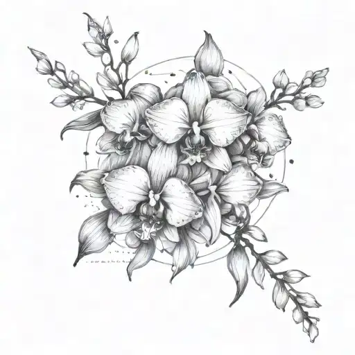 A Mystical Aquarius Constellation Intertwined With Delicate Orchid Flowers