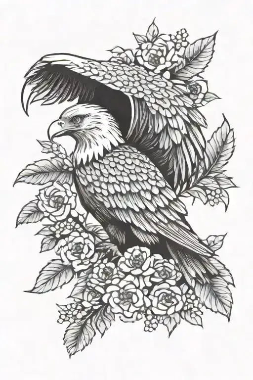 Eagle With Flowers