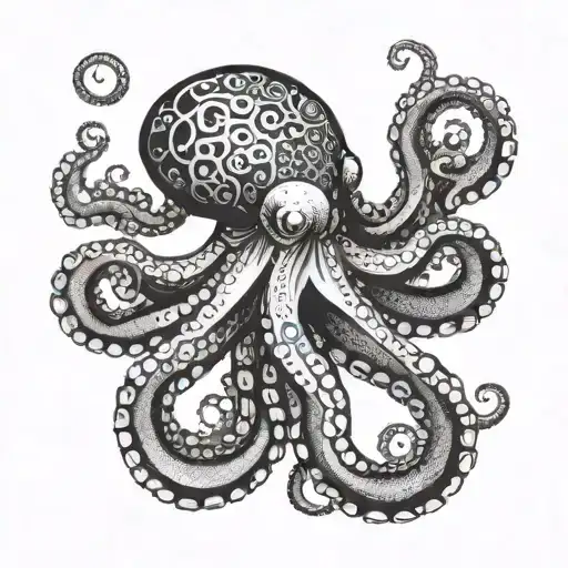 Black And White Octopus With Blue Eyes