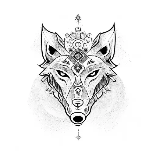 A Powerful Slavic Wolf Surrounded By Ancient Symbols And Runes