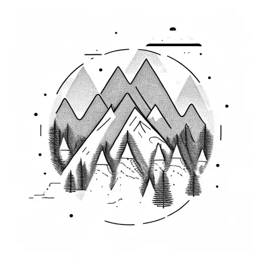 A Majestic Mountain Range With A Hidden Camping Spot Nestled In Between