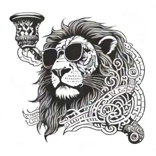 A Lion Smoking A Pipe Surrounded By Binary Code