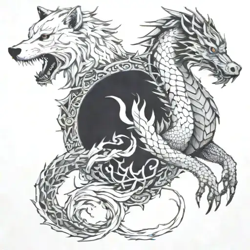White Wolf And Black Dragon Wrapped