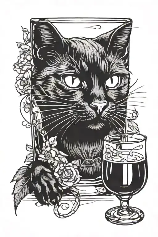 Black Cat And Whiskey Glass