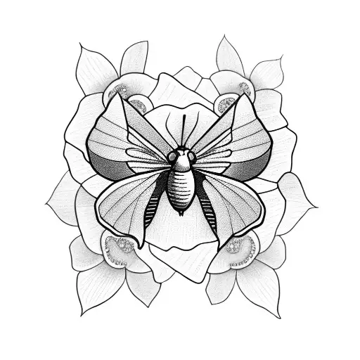 Flowers And A Hummingbird Moth