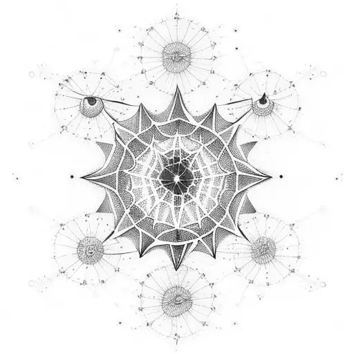 A Celestial Map With Spider Lilies As Constellations