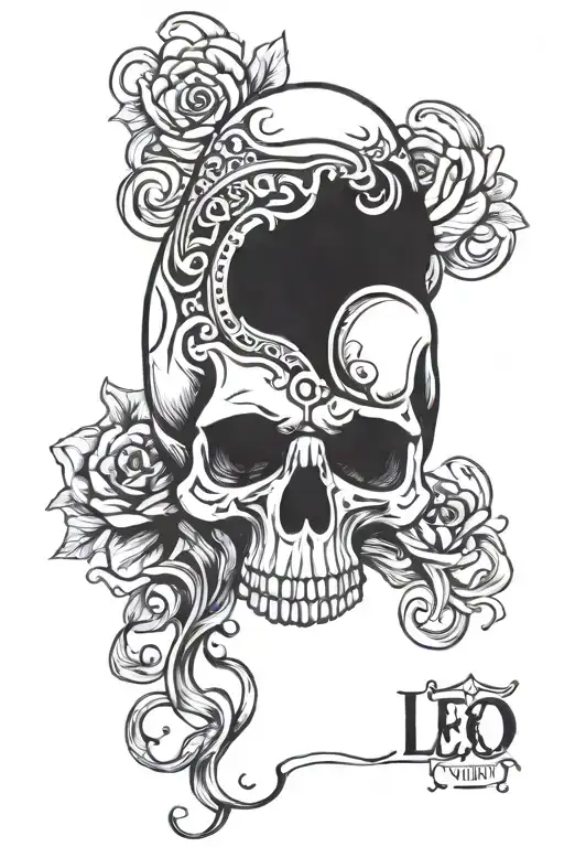 Skull With Leo Zodiac Sign