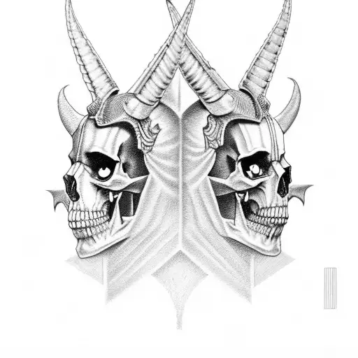 Hades And Anubis In A Half And Half Design Incorporated With Skulls And Dark Mythology Look