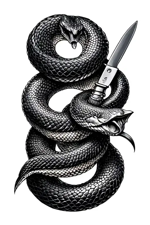 Knife And Snake Intertwined