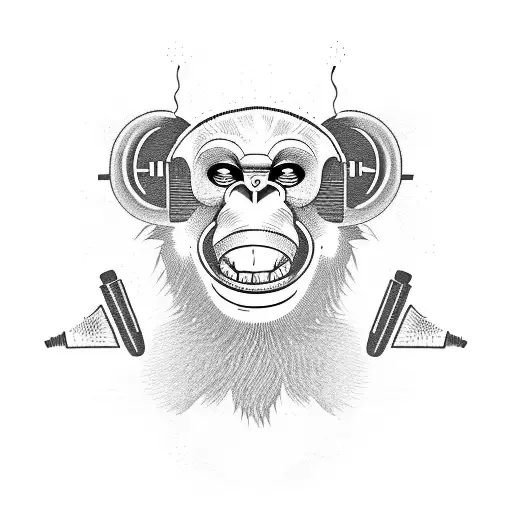 A Hip Hop Microphone With Soundwaves Forming The Shape Of A Monkey's Face