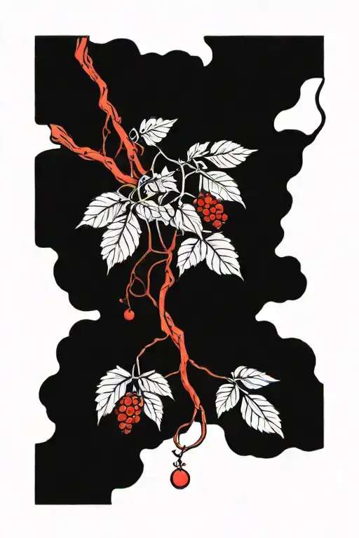 Full Grown Fruit Tree With Red Catholic Rosary