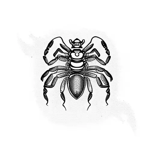 A Scorpion Crawling Out Of A Guitar Hole In Blackwork Style