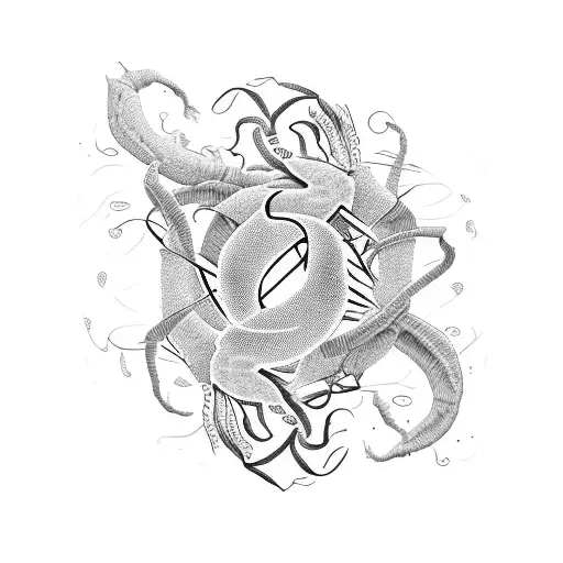 Guitar Strings Transforming Into Vines With Scorpion Flowers