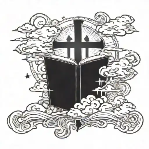 Bible Quote With 3 Crosses With Clouds And Sun Around It All