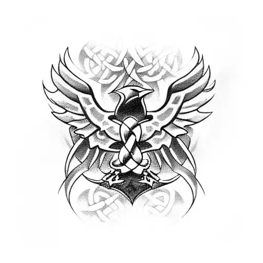 Celtic And Viking Knot Flying Raven