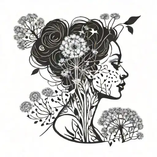 Female Silhouette And Dandelion