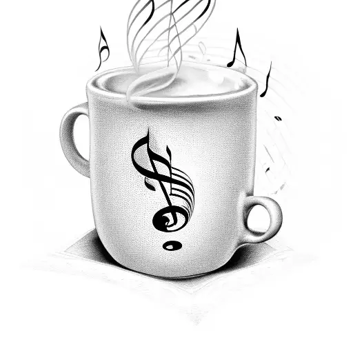 A Coffee Cup With Music Notes Pouring Out As Steam