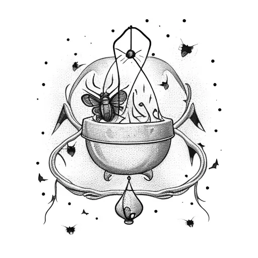 A Witch Cauldron Overflowing With Moths