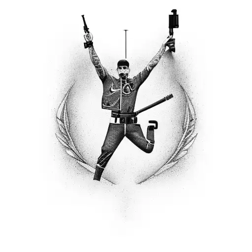 Uk Driler With Nike Tracksuit Pointing Gun