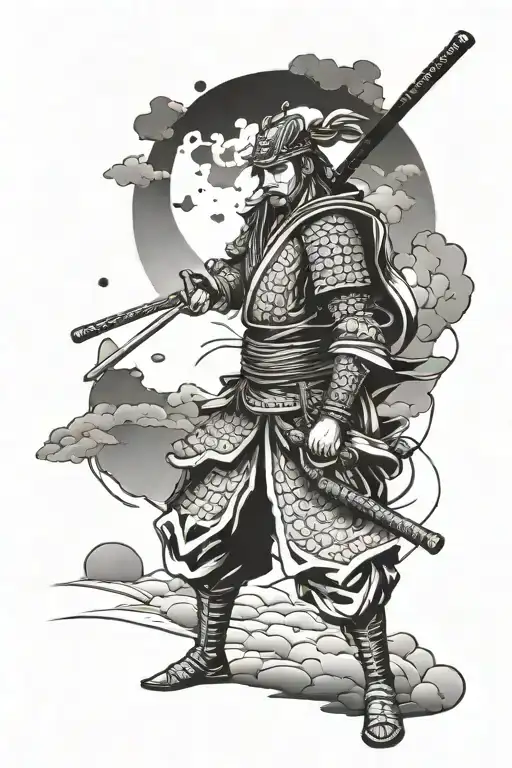 Samurai Look The Moon