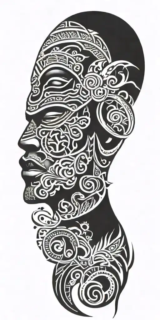 A Polynesian-inspired Tattoo Design Featuring Traditional Hawaiian Symbols Of Warrior